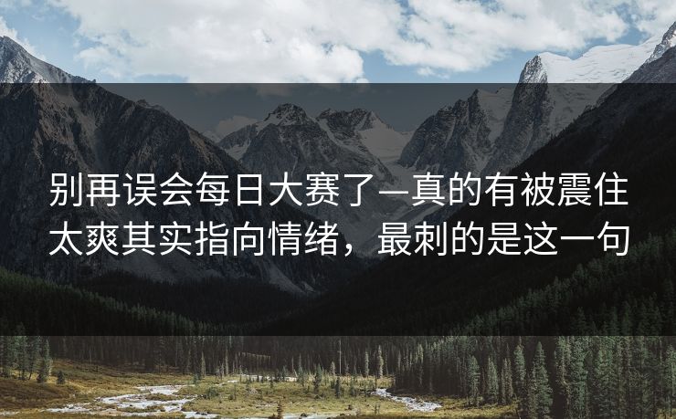别再误会每日大赛了—真的有被震住太爽其实指向情绪，最刺的是这一句