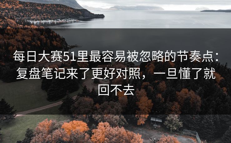 每日大赛51里最容易被忽略的节奏点：复盘笔记来了更好对照，一旦懂了就回不去