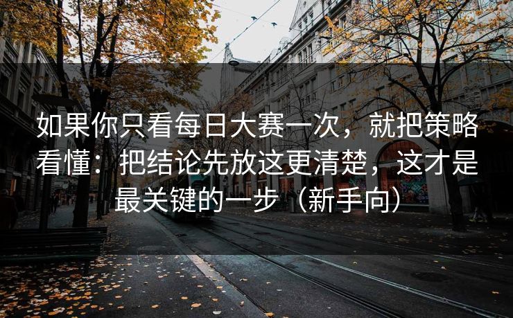 如果你只看每日大赛一次，就把策略看懂：把结论先放这更清楚，这才是最关键的一步（新手向）