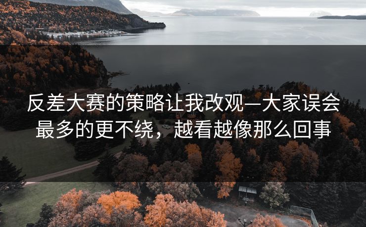 反差大赛的策略让我改观—大家误会最多的更不绕，越看越像那么回事